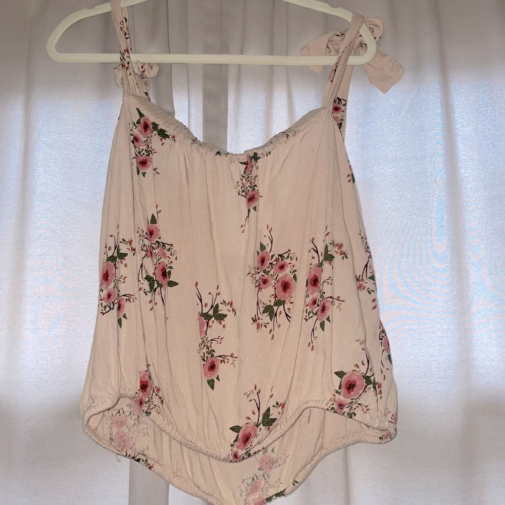 Guess Light Pink Floral Off the Shoulder Top (XL)
